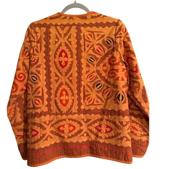 The Territory Ahead Women's Quilted Pieced Aztec Boxy Jacket Brown Orange XS - Picture 3 of 7